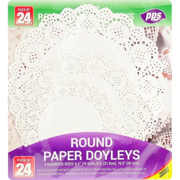 Premium Assorted round paper doyley table covers pack of 24