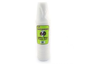 Party Solutions White Disposable Plastic Cups 200ml Pack Of 60