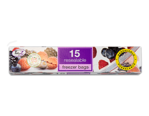 Tidyz 15 Ultimate Strength Resealable Freezer Bags 25cm X 25cm
