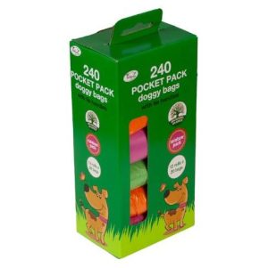 Tidyz Pocket Rainbow Assorted Colour Tie Handle Doggy Bags Pack Of 240