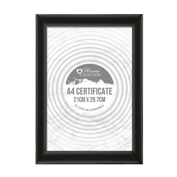 Premium Home collection a4 black styrene certificate frame 21cm x 29.7cm