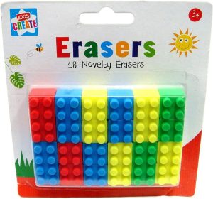 Kids Create Brick Shape Erasers Pack Of 18