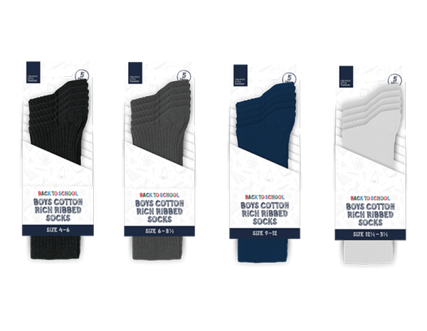 Premium Creative little thinkers boys cotton rich ribbed socks pack of 5