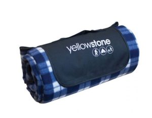 Yellowstone Luxury Fleece Blue Tartan Picnic Rug 200 X 150cm