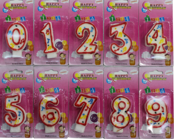 Premium 0-9 happy birthday candle (1 x each number)