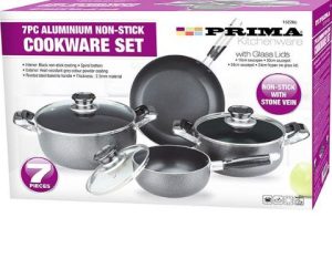 Prima Stone Vein Aluminium Non-Stick Cookware Set 7pc
