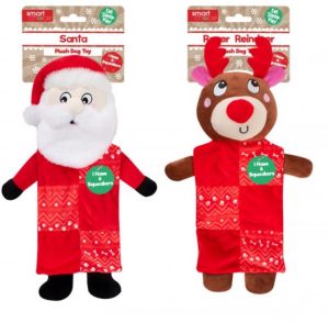 Smart Choice Christmas Squeaky Plush Santa & Rudolph Dog Toy