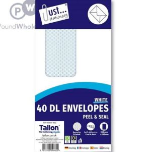 Just Stationery DL Window Peel & Seal Envelopes 110mm X 220mm 40 Pack