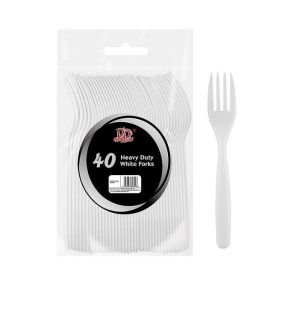 Deluxe Disposable Heavy Duty White Forks Pack Of 40