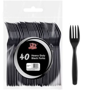 Deluxe Disposable Heavy Duty Black Forks Pack Of 40