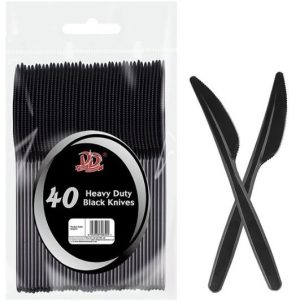 Deluxe Disposable Heavy Duty Black Knives Pack Of 40
