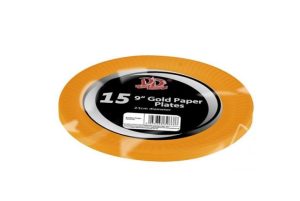 Gold Disposable Paper Plates 9" Pack Of 15