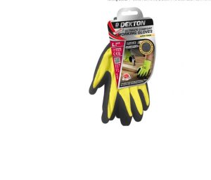 Dekton Comfort Grip Black/Hi Vis Green Latex Foam Working Gloves Size 9 Large