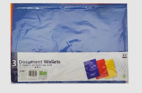 Premium Document wallets foolscap pack of 3