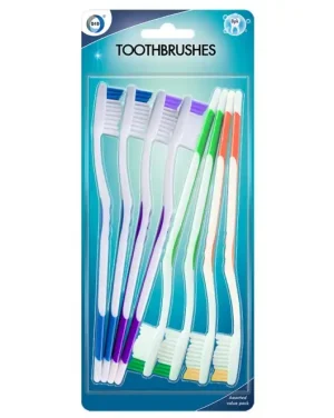 DID Assorted Colour Adult Toothbrushes Pack Of 8