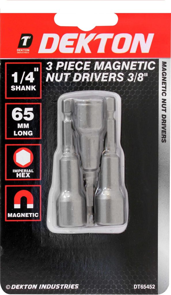 Dekton 3 Piece Magnetic Nut Drivers 3/8" Shank Magnetic 65mm Long