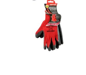 Dekton Heavy Duty Red & Black Latex Working Gloves Size 9 Large