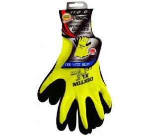 Dekton Comfort Grip Working Gloves Black/Hi Vis Green Latex Foam 10/Xl