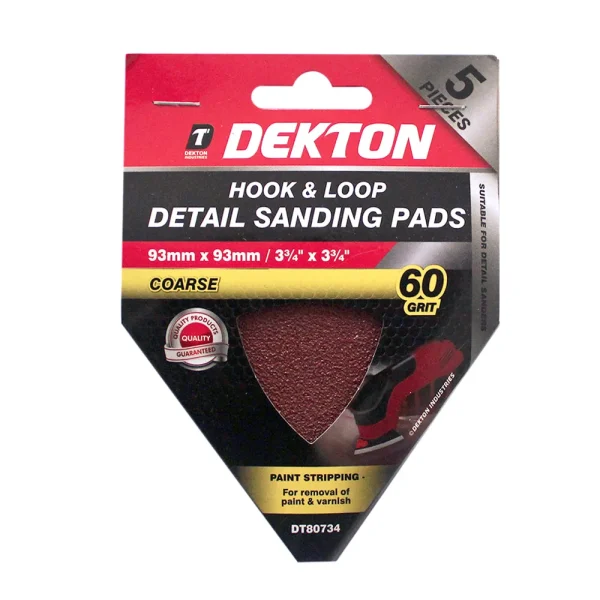 Premium Dekton 93mm x 93mm hook & loop detail sanding pads 60 grit