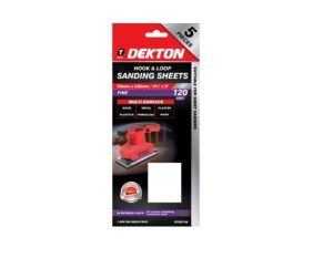 Dekton 93mm X 230mm Hook & Loop 120 Grit Sanding Sheets Pack Of 5