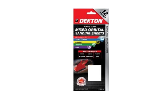 Premium Dekton 93mm x 230mm hook & loop mixed orbital sanding sheets 40/60/80/120 grit