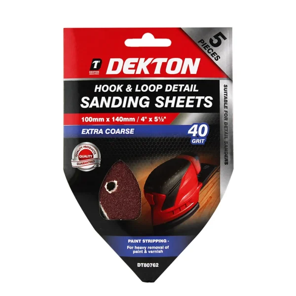 Premium Dekton 100mm x 140mm hook & loop detail sanding sheets 40 grit