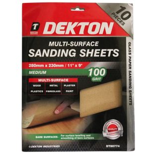 Dekton Medium 100 Grit Multi-Surface Sanding Sheets Pack Of 10