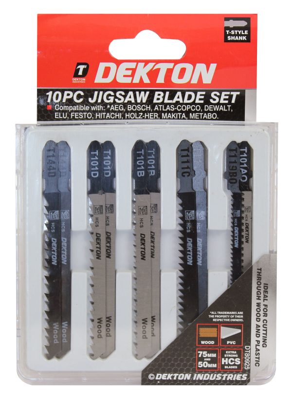 Premium Dekton 10 piece jigsaw blade set (t-style shank)