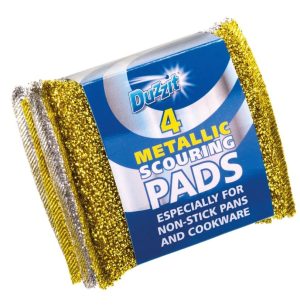 Duzzit Assorted Colour Metallic Scouring Pads Pack Of 4