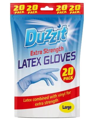 Duzzit Extra Strength Latex Gloves Large Pack Of 20