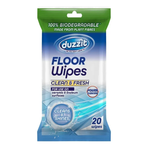 Premium Duzzit clean & fresh biodegradable floor wipes pack of 20