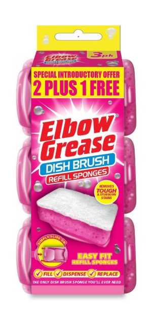 Elbow Grease Pink Dish Brush Refill Sponges Pack Of 3