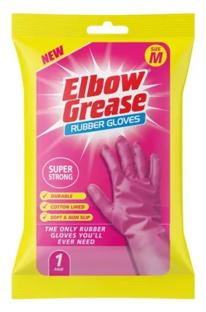 Elbow Grease Super Strong Pink Rubber Gloves Medium