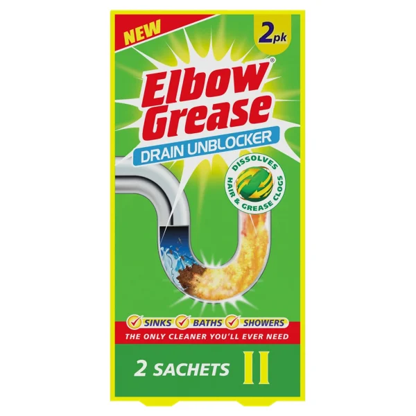 Premium Elbow grease drain unblocker sachet pack of 2