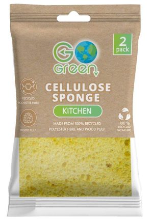 Go Green Recycled Cellulose Kitchen Sponge Pack Of 2
