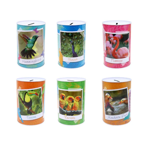 Premium Exotic birds money tin 145mm x 110mm