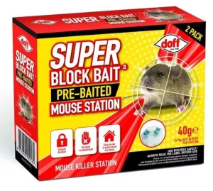 Doff Super Pre-Baited Block Bait Mouse Station Pack Of 2