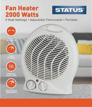 Status 2000W Upright White Fan Heater