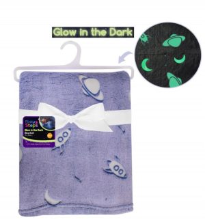 First Steps Glow In The Dark Baby Blanket Blue 70cm X 90cm