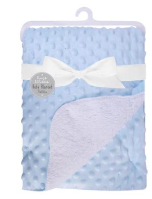 Hugs & Kisses Bubble Mink Sherpa Blue Baby Blanket
