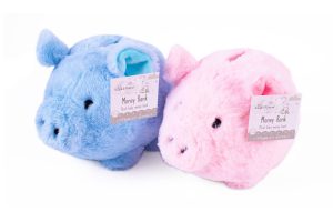 Hugs & Kisses Fluffy Piggy Money Bank