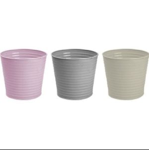Rowan Metal Ribbed Pastel Plant Pot 12cm
