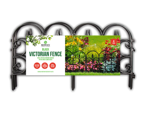 Rowan Black Plastic Victorian Garden Fencing Pack Of 4