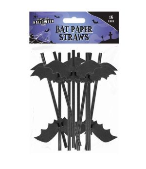 Halloween Bat Paper Straws Pack Of 16