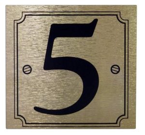 Adhesive House And Gate Number Black With Gold Number 5