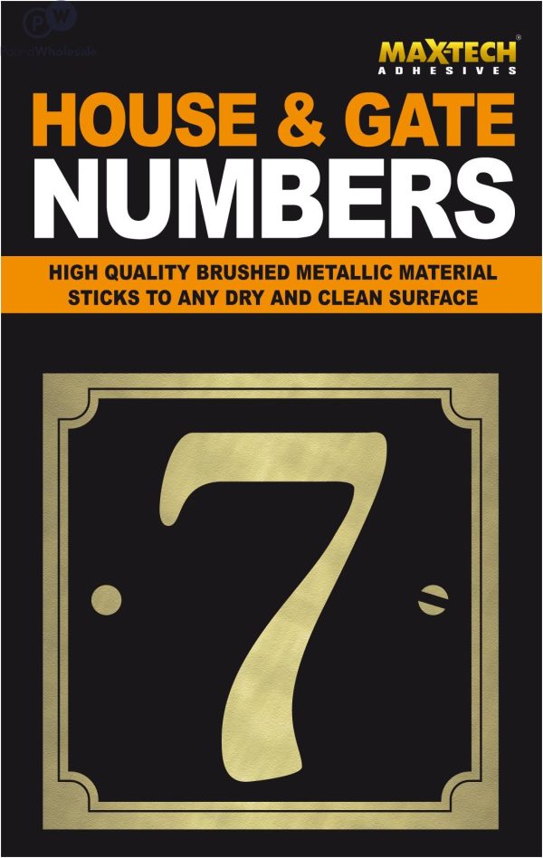 Premium Adhesive house and gate number black with gold number 7