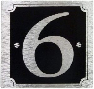 Adhesive House And Gate Number Black With Silver Number 6