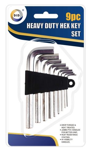DID Heavy Duty Hex Key Set 9pc Pack Of 24