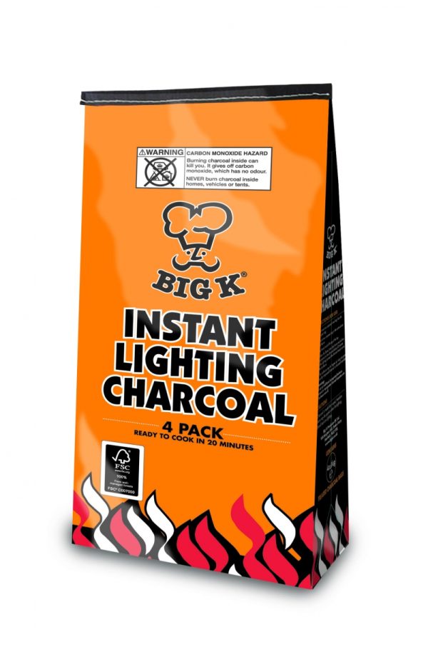 Premium Big k instant lighting charcoal pack of 4 x 1kg