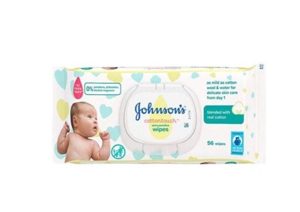 Premium Johnson's cotton touch extra sensitive wipes 56pc